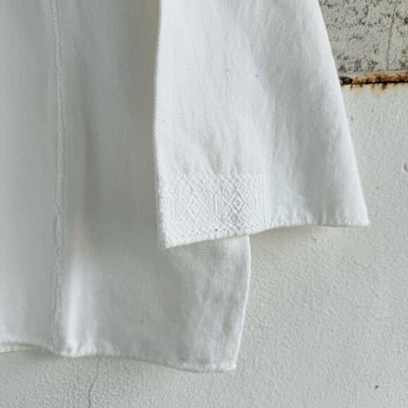 Sleepy Jones Tunic Blouse White Textured Cotton Square Neck Boho Coastal Classic - Picture 5 of 10